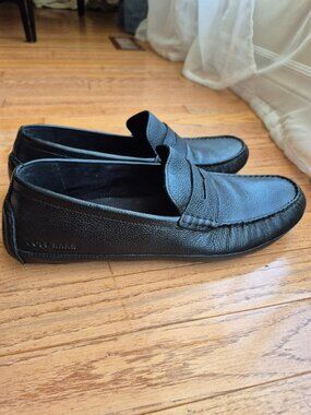 Cole Haan Men's 11 Wyatt Penny Driver Black Leather Loafers C38479